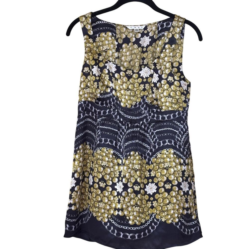 CAbi silk babydoll top, green/black, Baroque, statement, boho luxe, maximalism